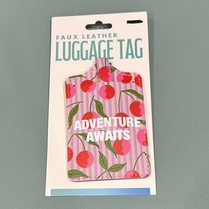 Cherry Print Faux Leather Luggage Tag